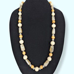 Vintage Lucite & Wood Beaded Necklace